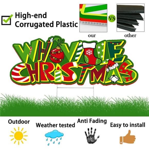 Christmas Yard Sign Decorations 1pcs Whoville Christmas Lawn Garden Pathway Sign - Picture 4 of 8